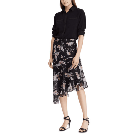 Lauren Ralph Lauren Dresses & Skirts - Lauren Ralph Lauren Skirt Midi Floral Assymetrical Black Sz 14 NEW NWT 329